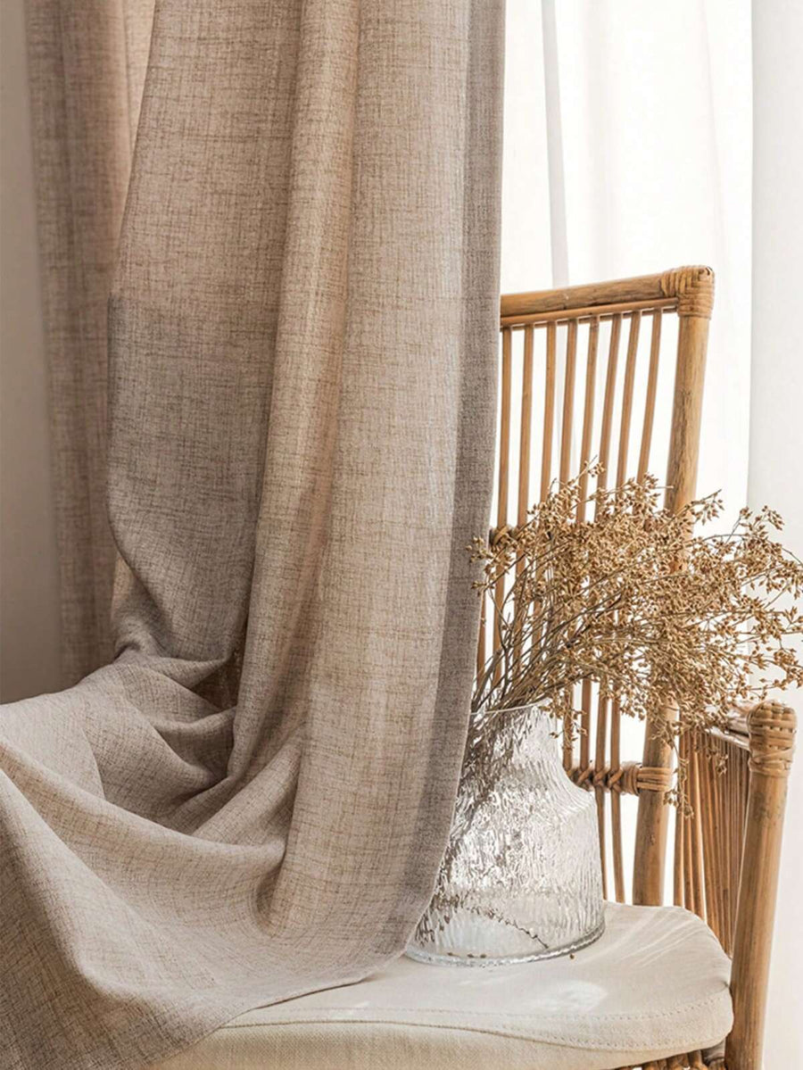 1pc Japanese Style Linen-Like Sheer Curtain, Lightweight Breathable Linen Fabric, Suitable For Living Room And Bedroom